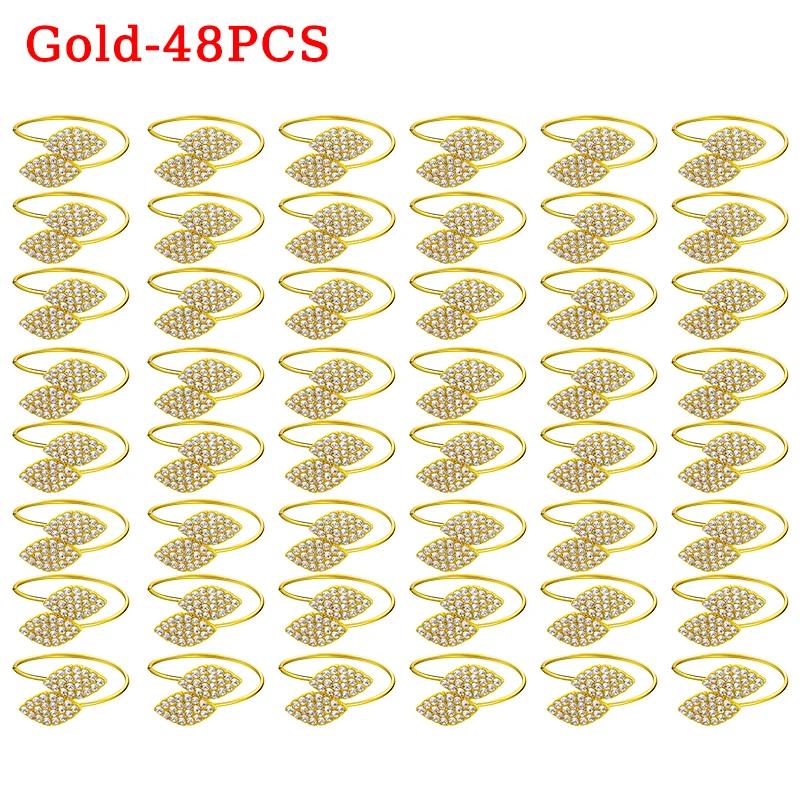 96pc Wedding Napkin Ring Table Decoration Party Rhinestone Napkin Wedding Napkin Holder Rings Hotel Buckles Banquet Leaves Shape