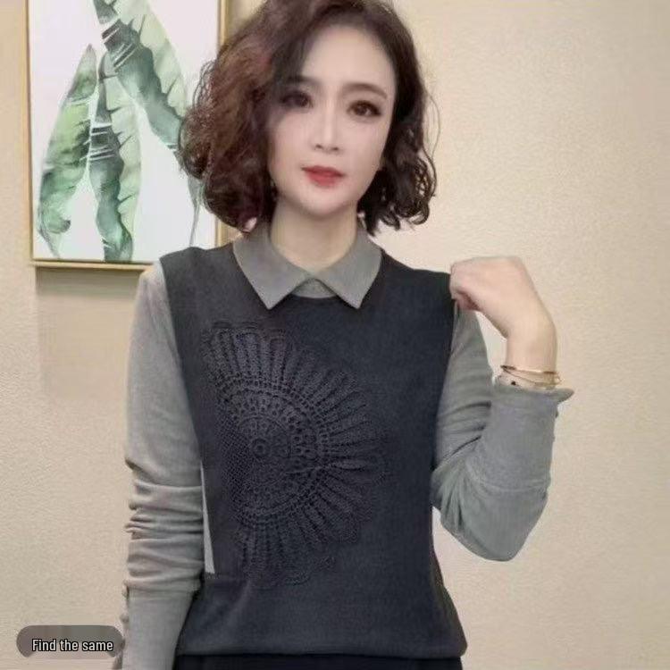 

Stylish Chic Slimming Women s Knitwear: Versatile Winter Temperament Long Sleeve Top with Lapel, 2025 Edition 2XL сірий колір