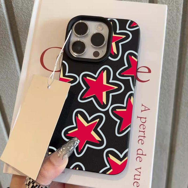 Fashion Red Star Pattern Phone Case For IPhone 17 16 15 14 Plus 13 12 11 Pro Max Case 16E 17Air Shockproof Soft Silicone Cover