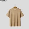 INCERUN Summer Men Short Sleeves Hollow See Through Casual Loose Basic T-shirts