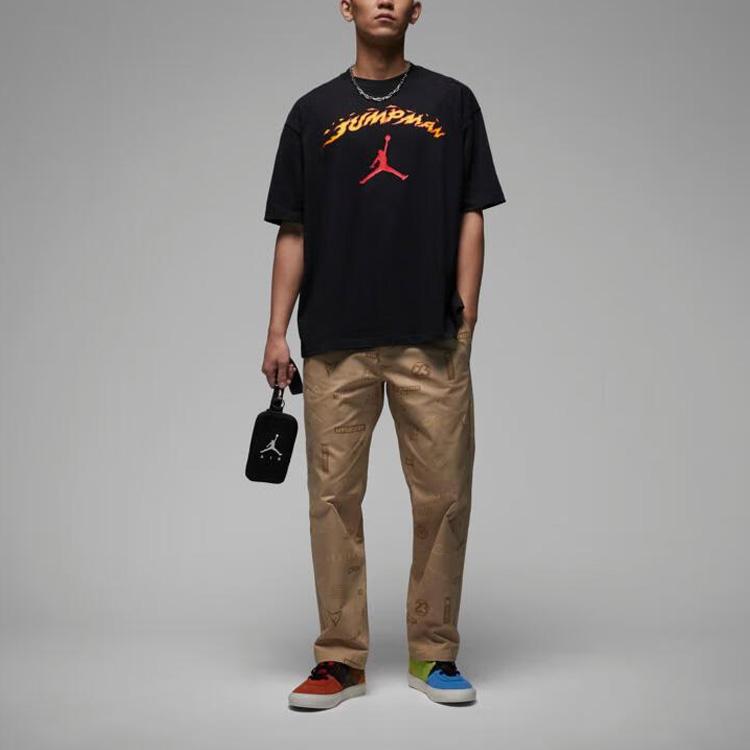 Jordan American Retro Logo Cartoon Print Crew Neck Oversized Short Sleeve T-Shirt With Drop Shoulder Men Tops Black FJ7685-010