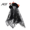 Photogenic Halloween Accessory Pumpkin Skull Floral Headband, Stable Hair Hoop with 3D Artificial Costume Headband Flowers And Spiderweb Black