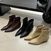 Pointed short boots women's 2025 new women's boots autumn and winter European and American boots medium heel shoes thick heel zipper thin boots