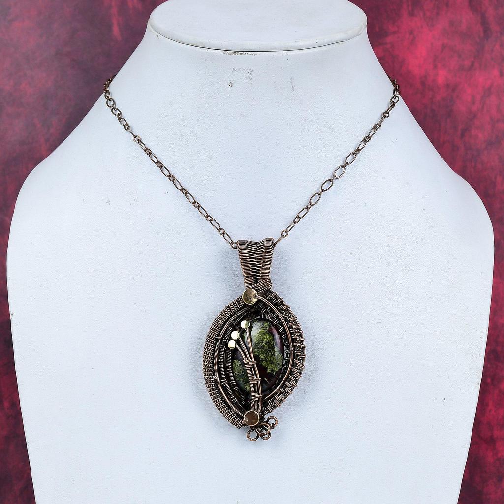 Dragon Bloodstone Pendant Copper Wire Wrapped Pendant Handmade Gemstone Jewelry Brand New Pendant Copper Wire Wrap Jewelry Anniversary Gifts