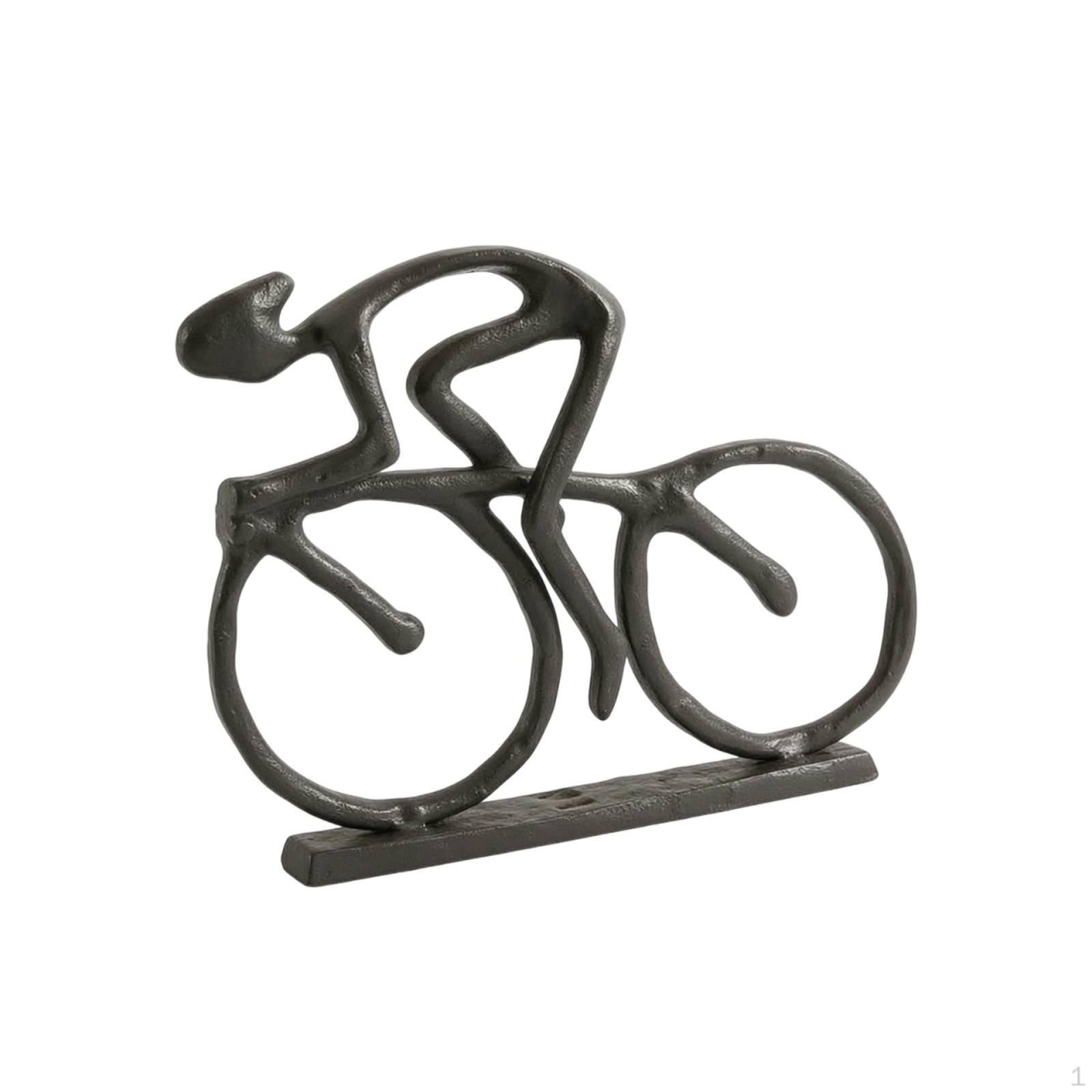 Cyclist on a Cycle Figurine Cast Iron Bronze Statue for Cyclists, Bookshelf,