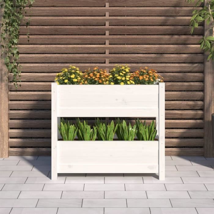 VidaXL Jardinière Blanc 77x25x66 cm Bois massif de pin 823942