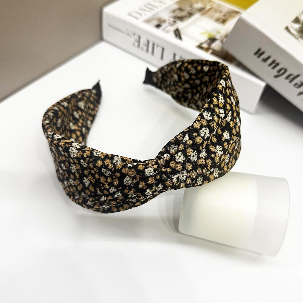 Retro Blumen-Breitband mit Kreuz für Damen – Koreanisches & Französisches Stil-Haaraccessoire