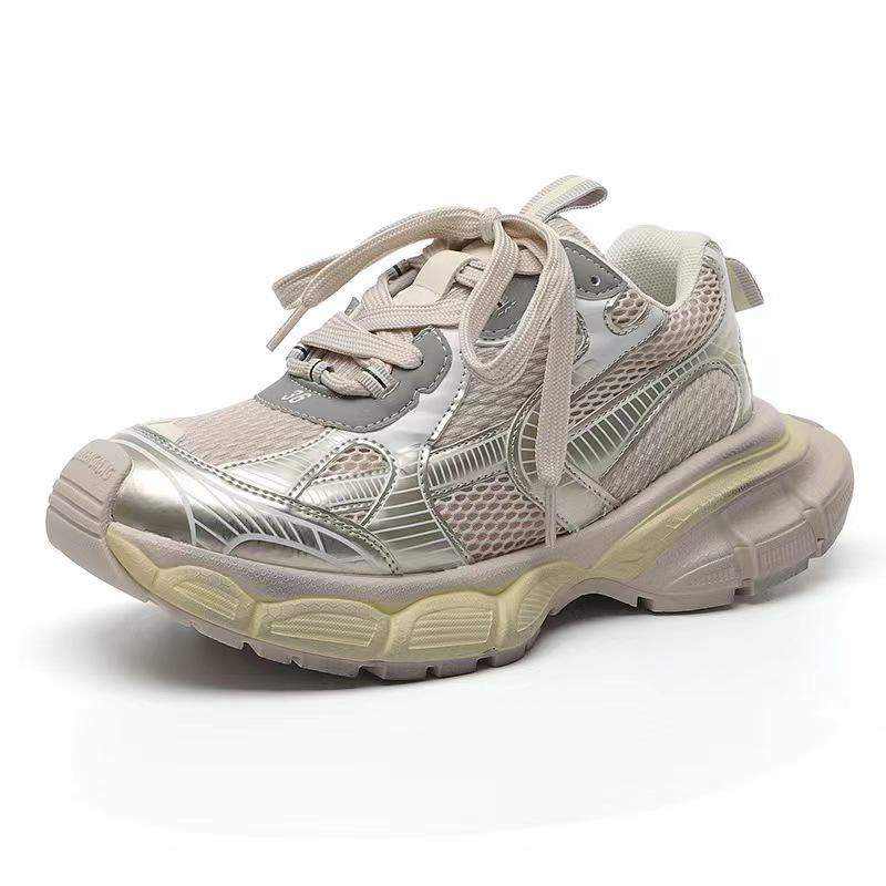 

Повседневные однотонные кроссовки на среднем каблуке для женщин 2025 Новая горячая распродажа Летняя резиновая женская обувь на шнуровке с мелким верхом Пу Женские вулканизированные туфли 37 бежевый