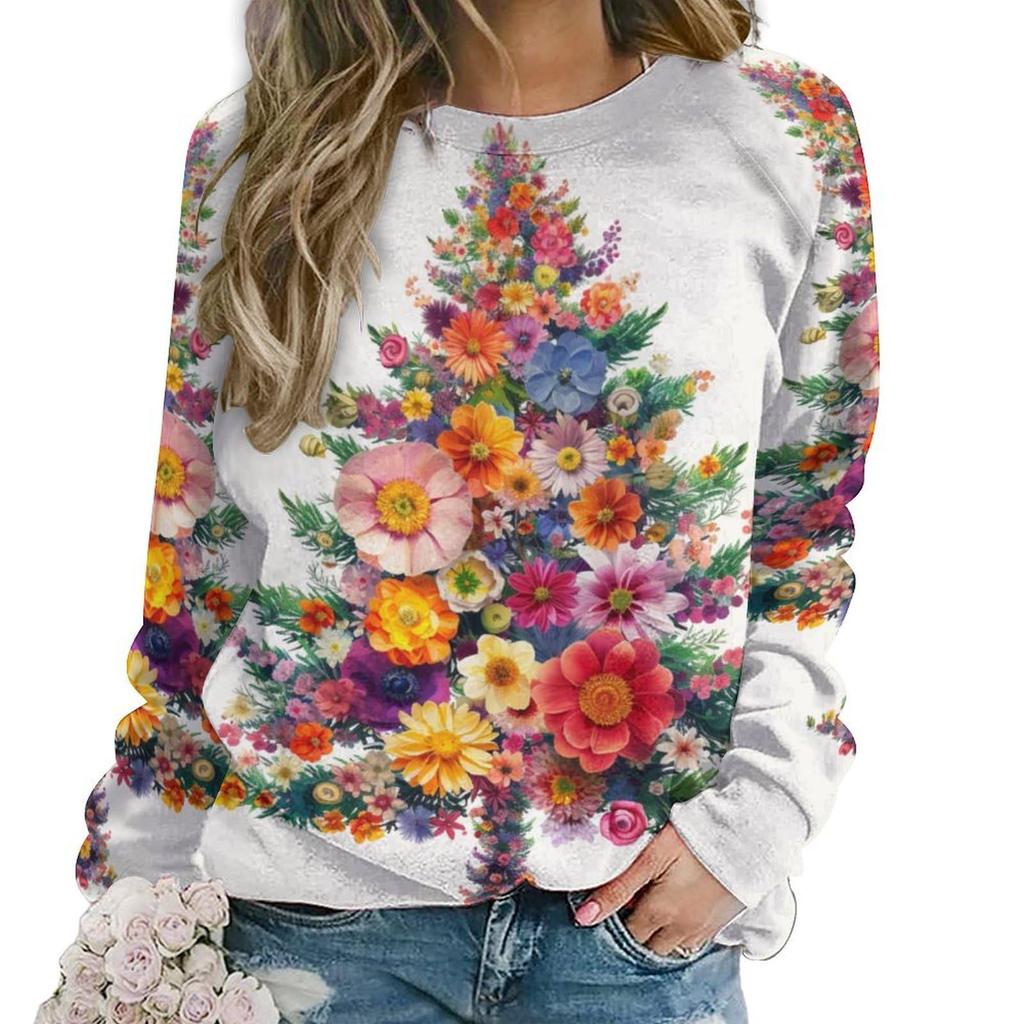 Floral Flower Pattern 3D Print Sweatshirts Women New Casual O-Neck Hoodies Streetwear Y2k Pullovers Harajuku Tops Woman Clothing