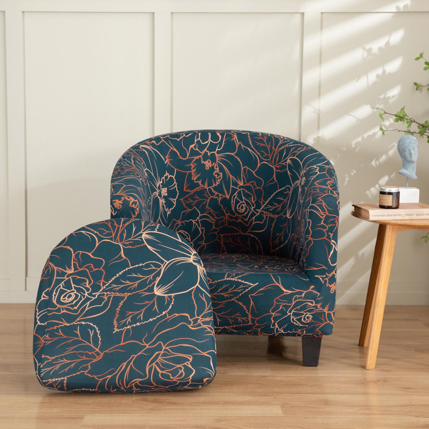 

Stretch Club Chair Slipcover Spandex Barrel Chair Covers Printed Tub Living Room Armchair Covers Furniture Protector Sofa Cover 1PC