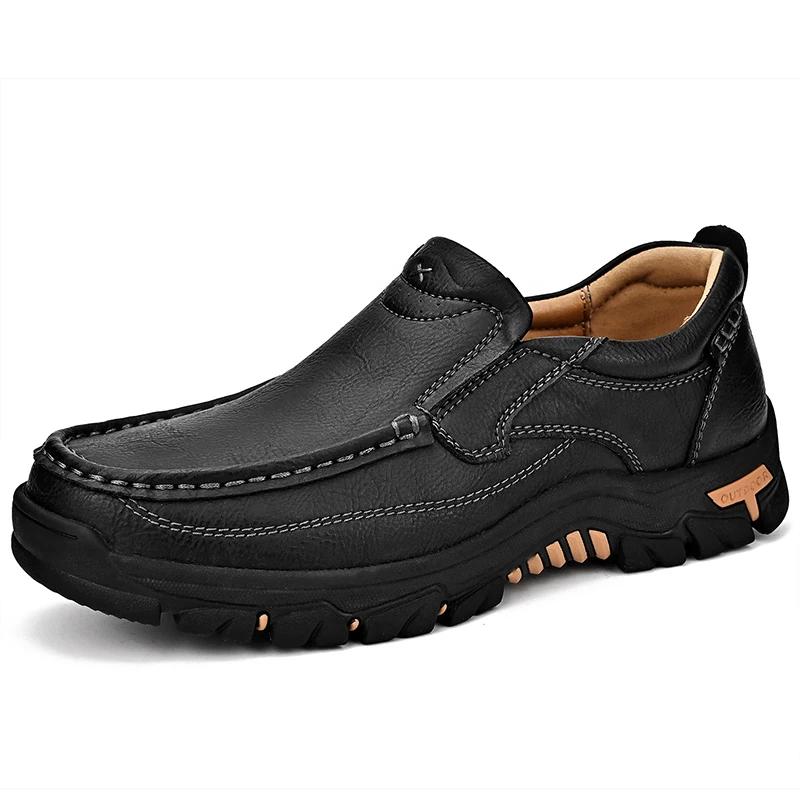 Italian Men Genuine Leather Shoe Casual Formal Dress Business Flats Loafers Outdoor Antiskid Sneaker Driving Walking Office Shoe