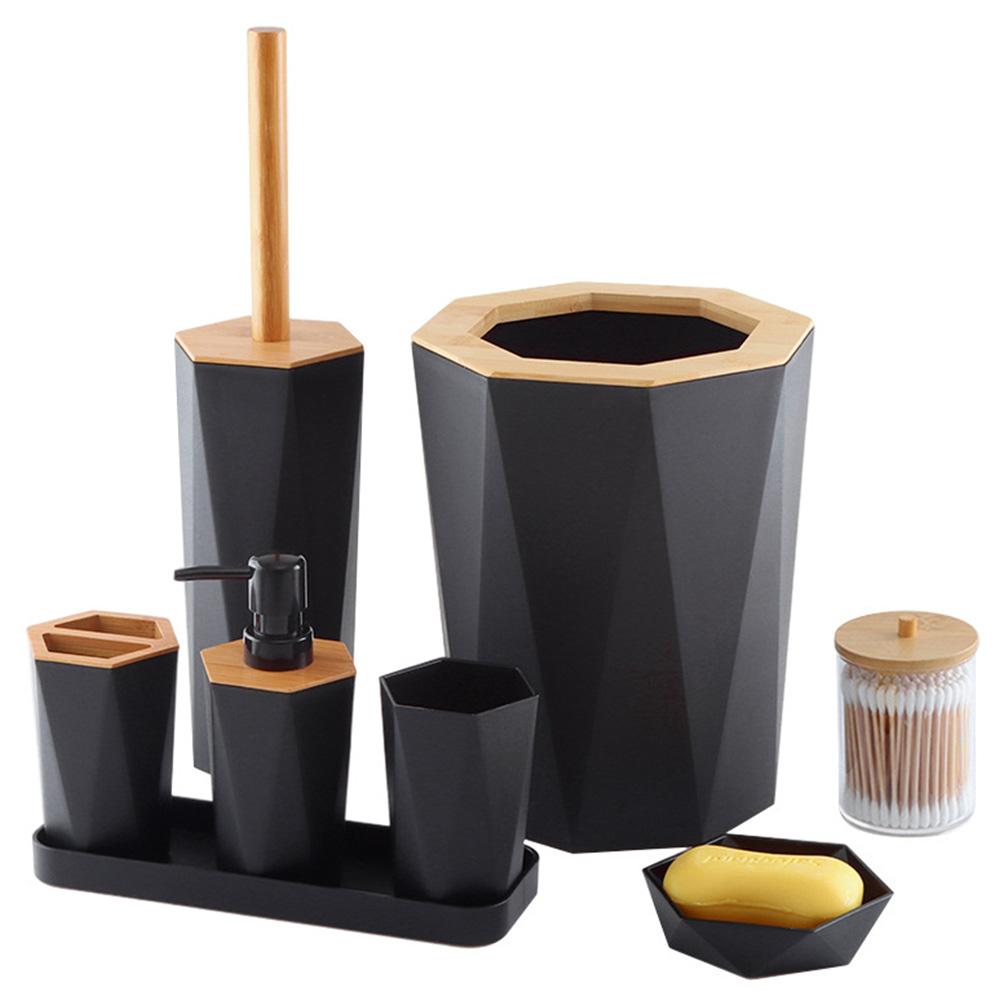 8-teiliges Badezimmer-Set mit Becherhalter, Seifenspender, Mülleimer, Bürste, Badezimmerzubehör mit Seifenschale, Spender, Mülleimer, Toilettenbürste
