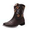 Plus Size Women's Mid Calf Boots 2026 Autumn European and American Style V Embroidery Sunflower Design Fashion Boots for Woman