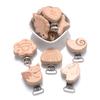 5Pcs/Lot Food Grade Beech Wooden Pacifier Clip Heart Animal Rainbow Pattern Dummy Holder Clip for DIY Teething Pacifier Chain
