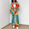 Gradual Change Autumn and Winter New European and American Women's Clothing Tie-dye Printing Suit Women