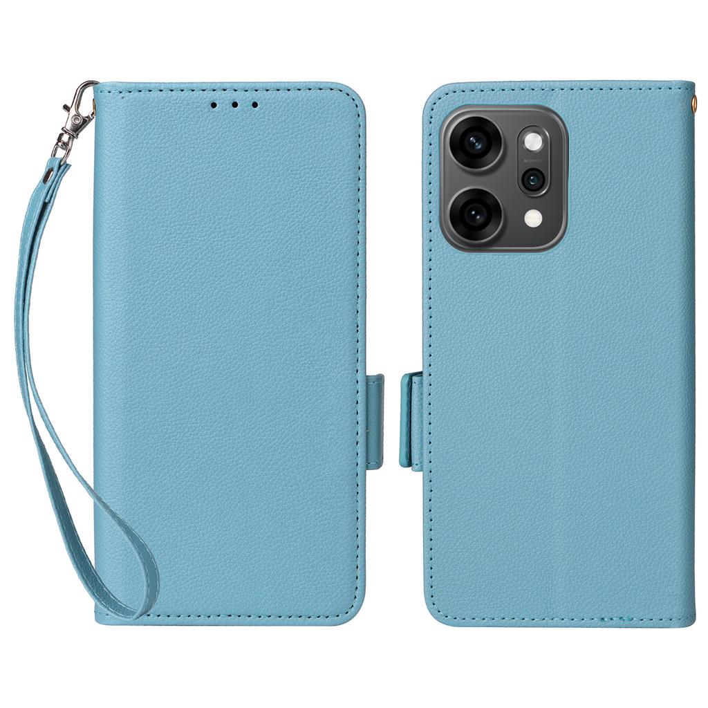 For Oppo Reno14 Pro 5G (Global) Case with Wrist Strap Litchi Texture PU Leather Wallet Phone Cover
