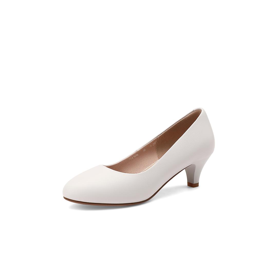 Cowhide Large-size High Heels Are Not Tired of Feet, Professional Work Shoes, Black Round Head, Light Mouth, Thin Heels, Single Shoes for Women