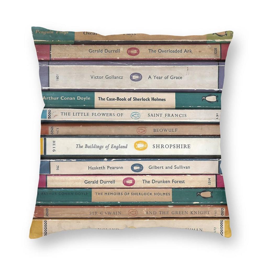 Assorted Penguin Books Square Pillowcase Polyester Linen Velvet Printed Zip Decorative Pillow Case Sofa Seater Cushion Case
