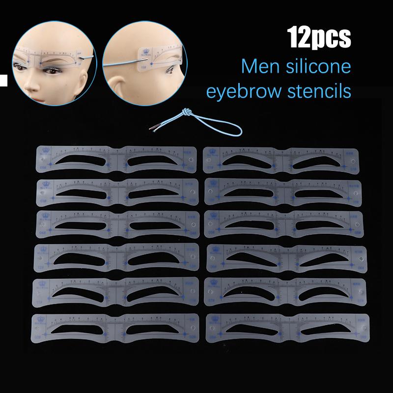 12Pcs Eyebrow Stencil Set Reusable DIY Men Women Eye Brow Drawing Guide Styling Shaping Grooming Template Card Easy Makeup