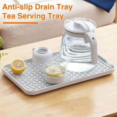 1 Set Drain Tray Double Layer Drainer Tray Durable Tea Serving Tray Sturdy Dish Drying Rack for Home Kitchen