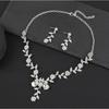 GemChic Women's New Exquisite Alloy Branch Flower Crystal Rhinestone Drops Collarbone Necklace Earrings Two Piece Set Birthday Christmas Jewelry Gift
