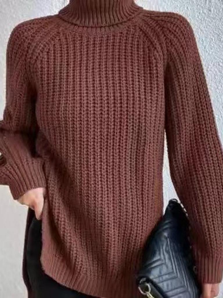 Fall Winter New Neck Warm Knit Sweater Long Sleeve Open Shoulder Soft Comfortable Women's Clothing