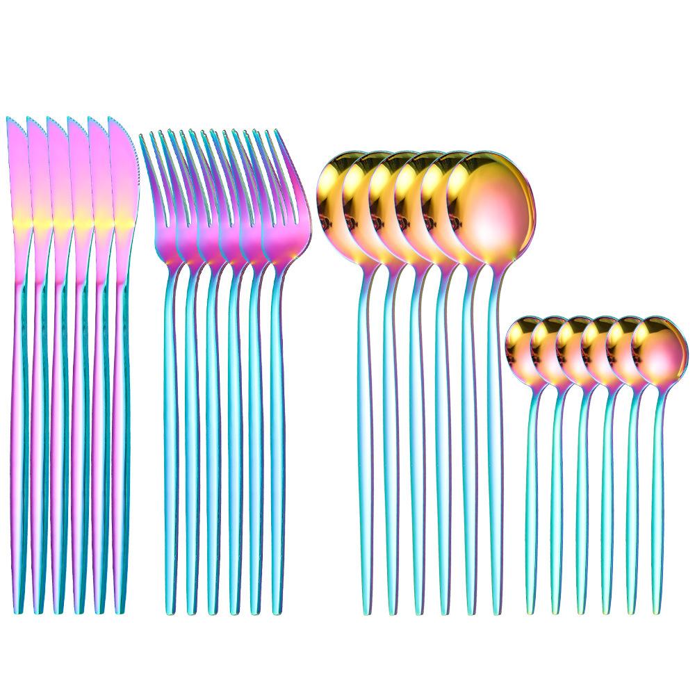 

Набор столовой посуды из нержавеющей стали, 24 шт., кухонный набор столовых приборов зеленого золота, нож, вилка, ложка, столовые приборы, посуда, минималистская посуда