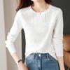 Navava Women Flower Embroidery Round Neck Long Sleeve T shirT nT3201