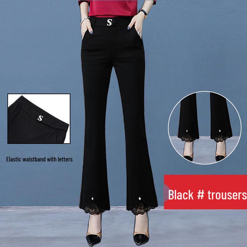 Specht Damen Schlaghose mit hohem Bund und Schlitz - Fleecegefüttert, Petite, Freizeitanzug, Schwarz für Frühling & Herbst