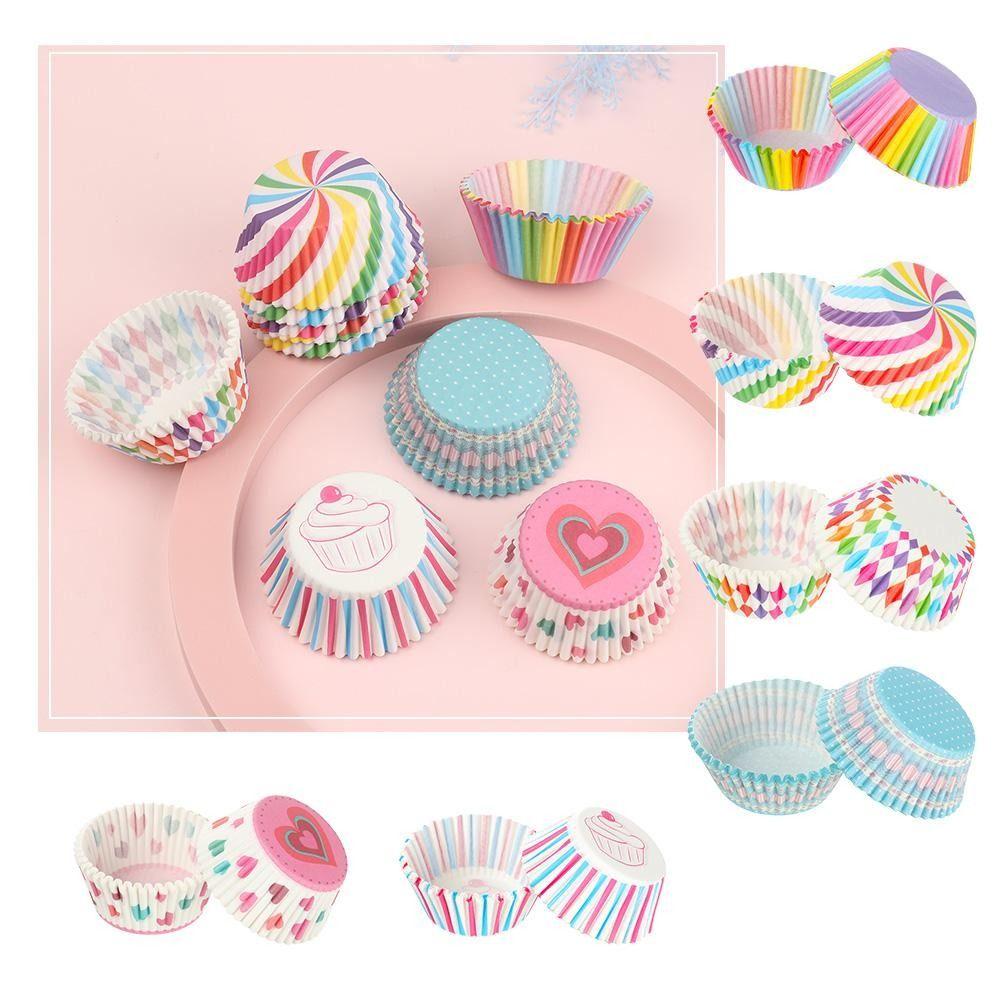 100pcs Colorful Cupcake Liners Nonstick Molds Greaseproof Paper Cupcake Wrappers Standard Size Food Grade Baking Cups