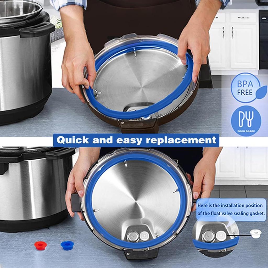 3 Pack Sealing Ring 6 Qt for tant Pot Sealing Rings Replacement for 5/6Qt tant Pot Seal, With 3 Float Valve Caps, Food-grade Silicone tapot Gasket