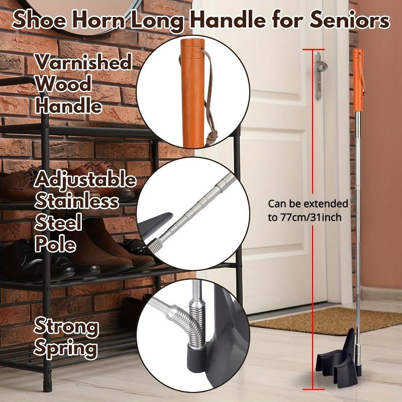 Easy-To-Grip 31-Inch Stainless Steel Shoehorn for Seniors - No Bending Required, Suitable for Sneakers And Boots