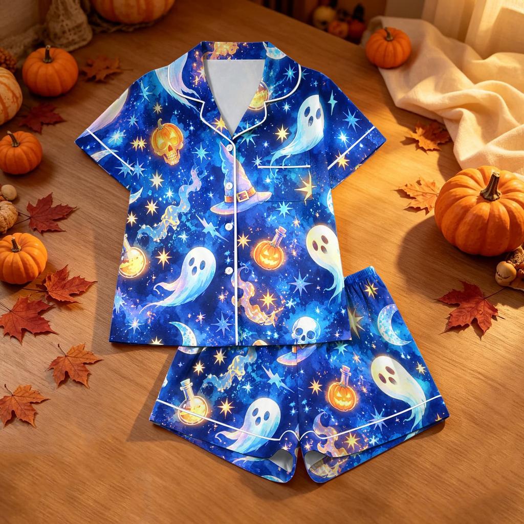 Women's Halloween Print Pajama Set 2 Piece Casual Comfortable Sleepwear