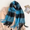 100 Wool Scarves Women's New Atmosphere Autumn and Winter Versatile Black and White Plaid Cashmere Scarf