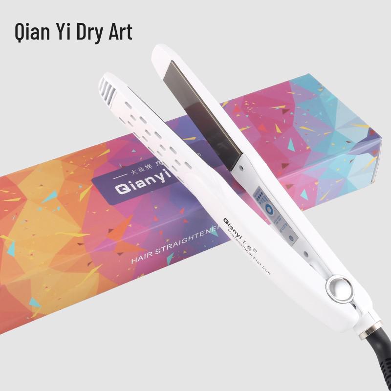 Qianyi 1019 Curling & Straightening Iron with Negative Ion Technology White (Qianyi/K&K) 1019