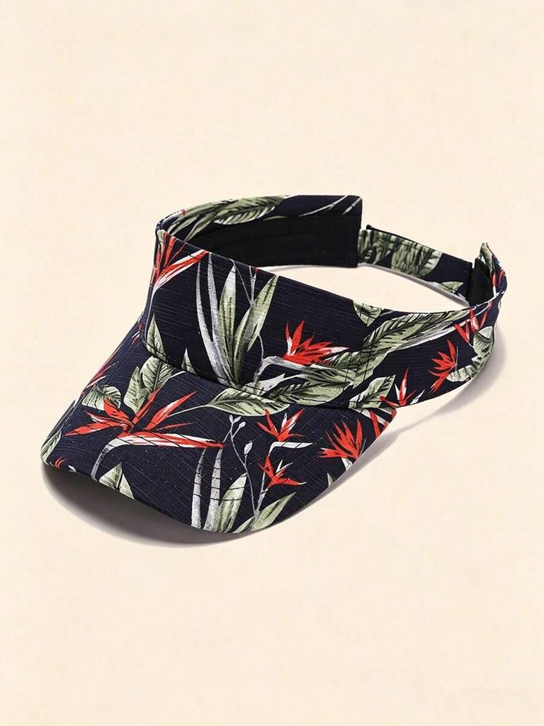 Unisex Printed Visor Cap Sun Protection Outdoor Sports Hat Adjustable For Beach Travel