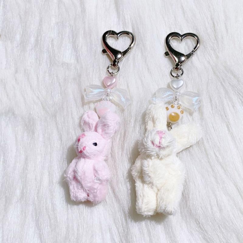 Lovely Rabbit Keychain Bowknot Keyring Bag Charm Keys Holder for Women Couple Gift for Backpack Car Decoration