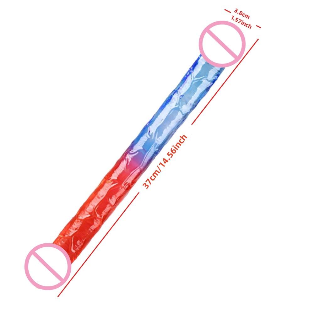 Double-Headed Lala Dildos Sex Toy Female Comrade Double-Headed Dragon Two-Color Jelly Color Dildo Butt Plug