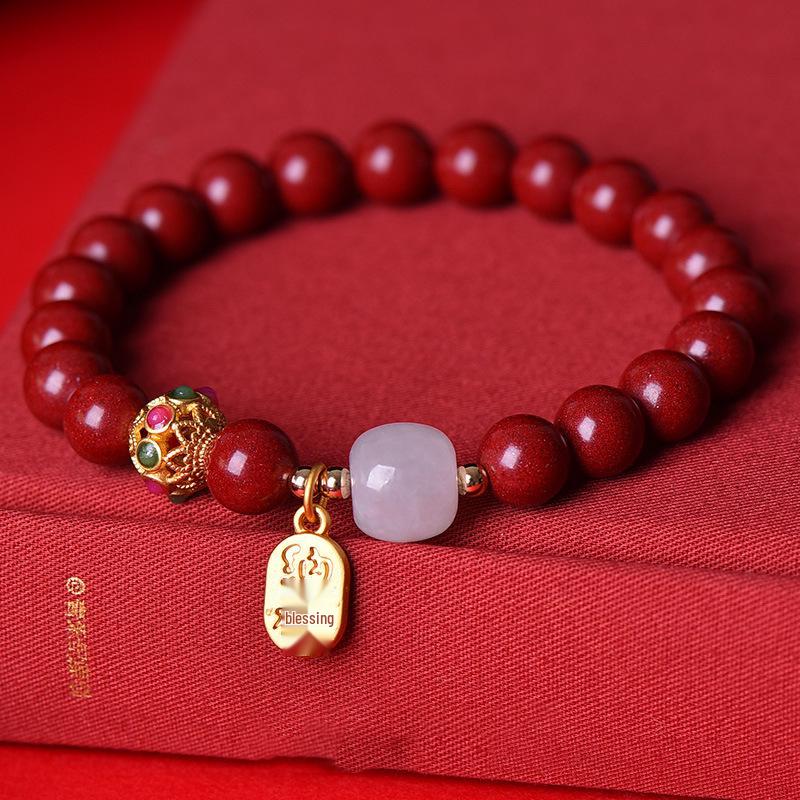 Genuine Purple Gold Sand Cinnabar Bracelet for Women - Year of Birth Gift with Fu Card