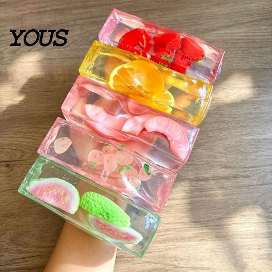 Stress Relief Clear Stick Toy Shapeable Fruit Bar Squeeze Toy, No Rebound Stretching Soft Stretchy Fidget Strip for Relaxation Calming Sensory
