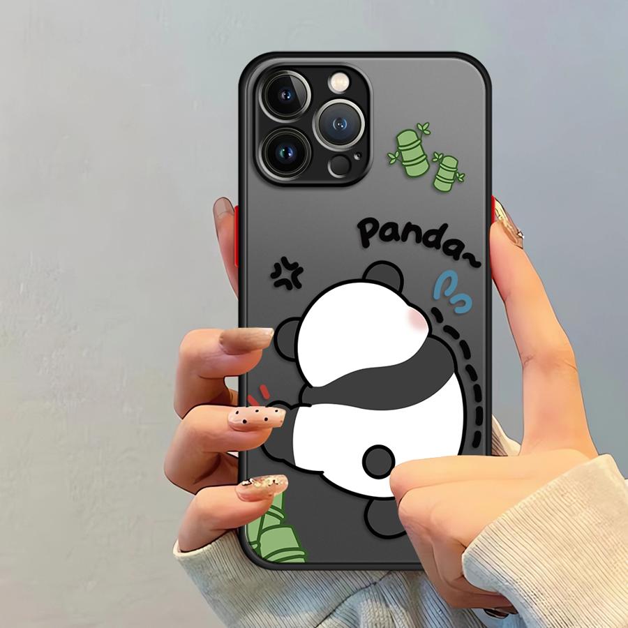 Cute Panda Funny Case for iPhone 17 Pro Max 13 Mini XS XR 15 12 14 7 8 SE 11 Air 16 Plus Funda Back Phone Cover