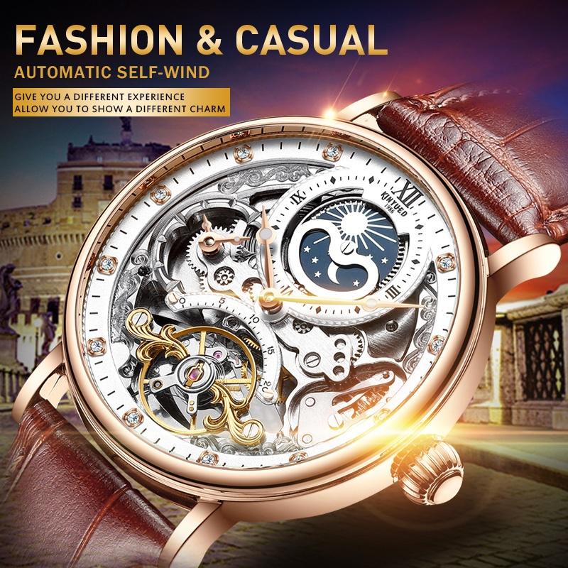 Men Skeleton Watches Mechanical Automatic Watch Men Tourbillon Sport Clock Casual Business Moon Watch