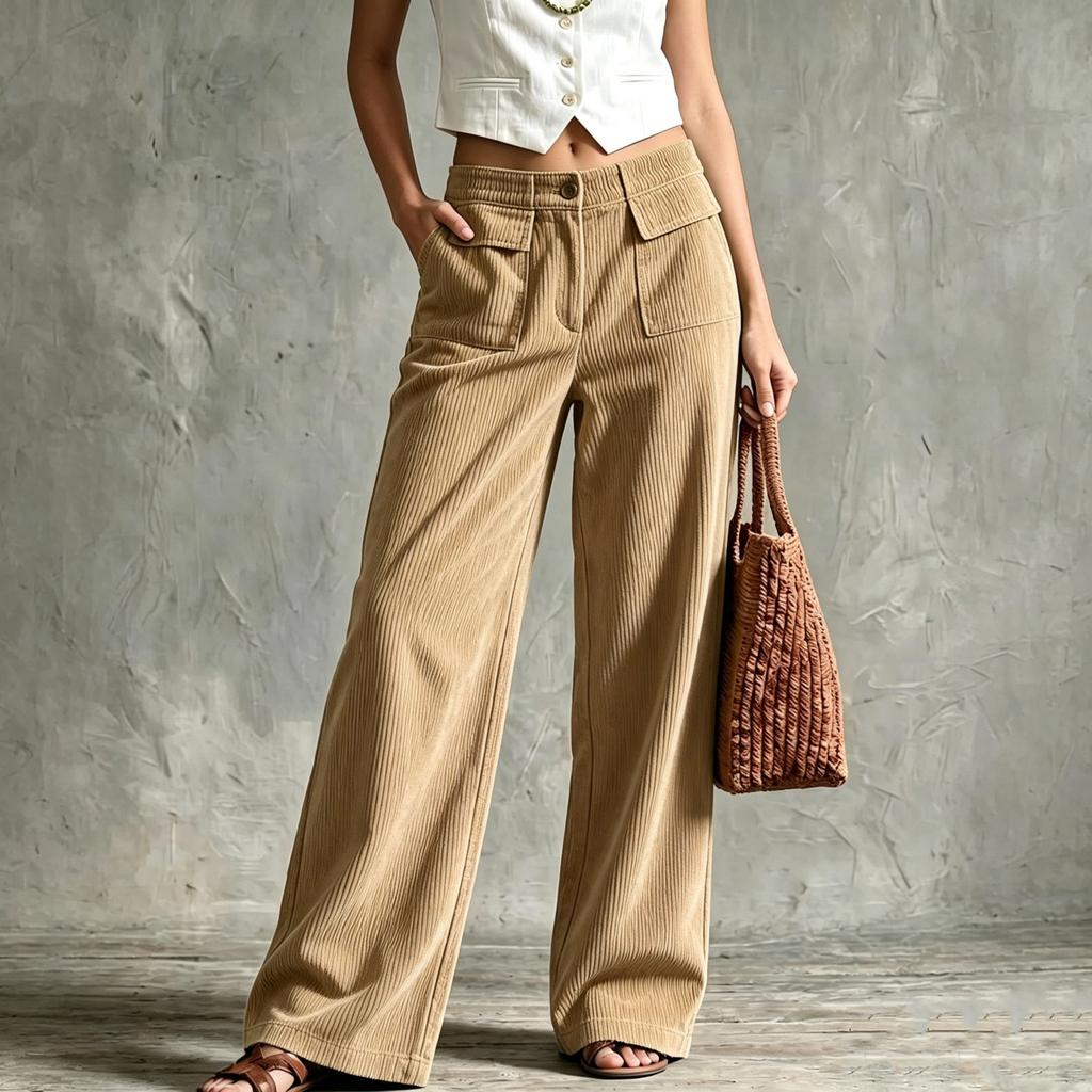 Women's Casual Loose Fit Wide Leg Pants Color Trousers for Everyday Wear