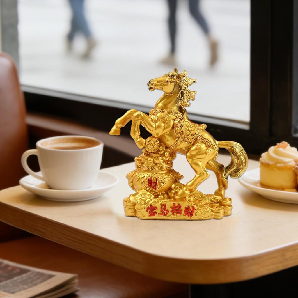 2026 Horse Sculpture Golden Collectible Collection Chinese Horse Decor for Home for Luck Rich Wealth Blessing Holiday Christmas