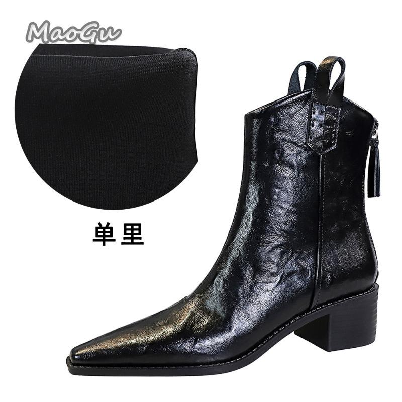 Retro 2025 Autumn Winter Short Boots for Women Mid Thick Heel Pointed Toe Knight Boots Elegant Women's Botines Feminina