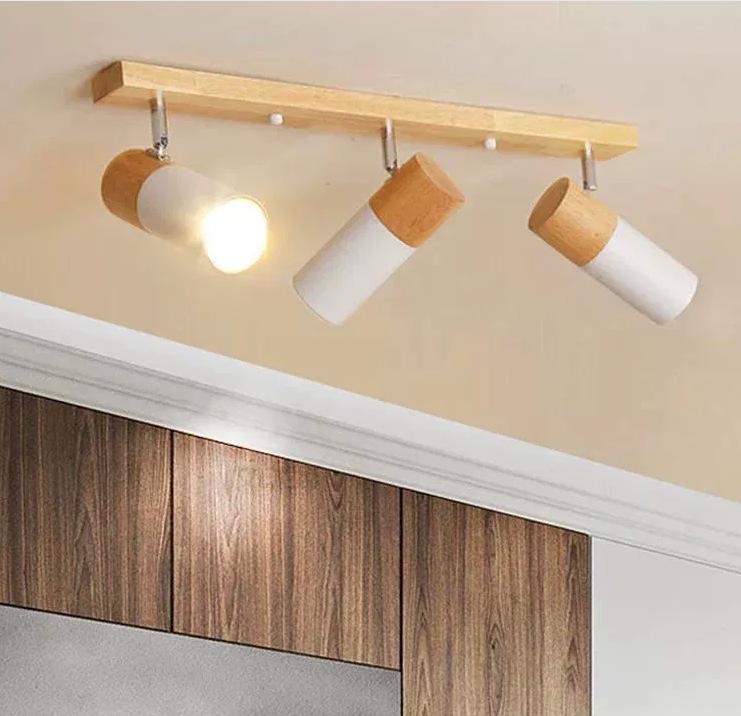 Adjustable LED Solid Wood Ceiling Spotlight for Living Room/Entrance