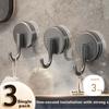 Shangmeide Suction Cup Hooks, No Drilling Required, Strong Adhesive Hooks, Vacuum Bathroom Hooks, Seamless Bathroom Hooks, Minimalist Gray, Pack of 3