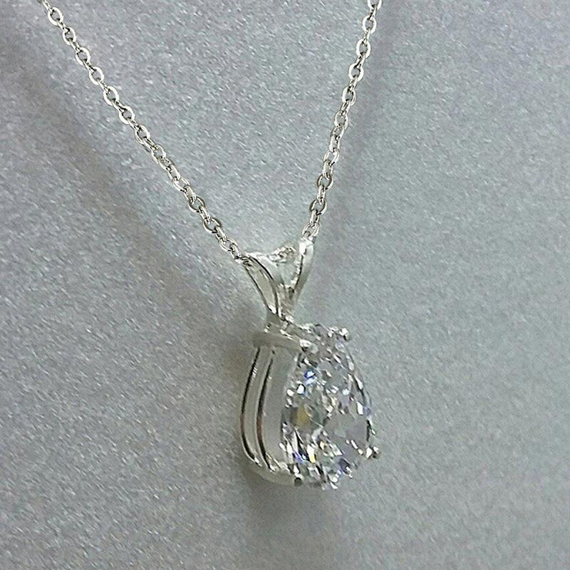 European and American Fashion Accessories with Diamond Studded Pear Shaped Zircon Pendant Wish Simple Engagement Collarbone Necklace