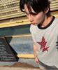 AMOU Two Star Ringer T-Shirts Gray