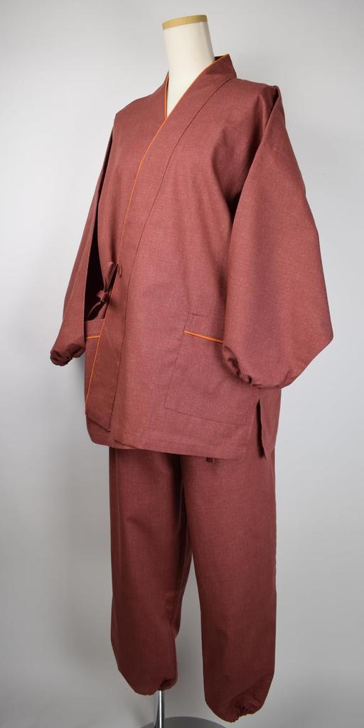 [Berry Berry] Women's Samue (Japanese workwear) - Made in Japan - Cute Cotton Work Clothes - Stylish 100% Cotton - Pink with Orange Piping